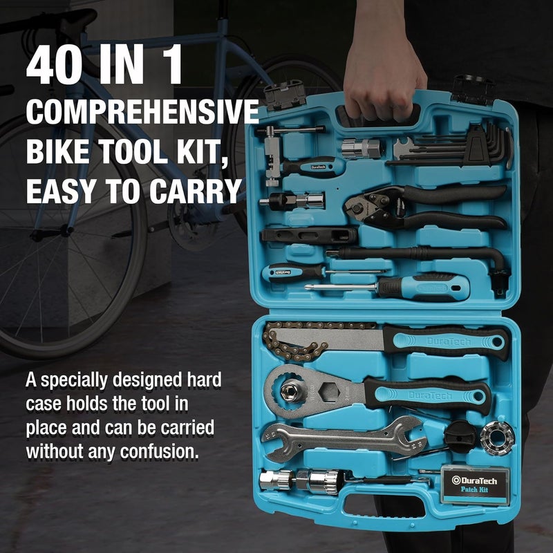 DURATECH 40 Pieces Bike Repair Kit, Complete Bicycle Tool Kit with Storage Case, Bike Tools for Mountain & Road Bikes – Chain, Tire, Brake, and Pedal Maintenance Set, Great Gift for Men, Women - Image 4